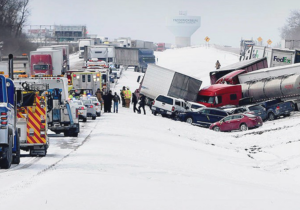 multi vehicle crashes are a frequent occurrence during snow squalls, especially on highways